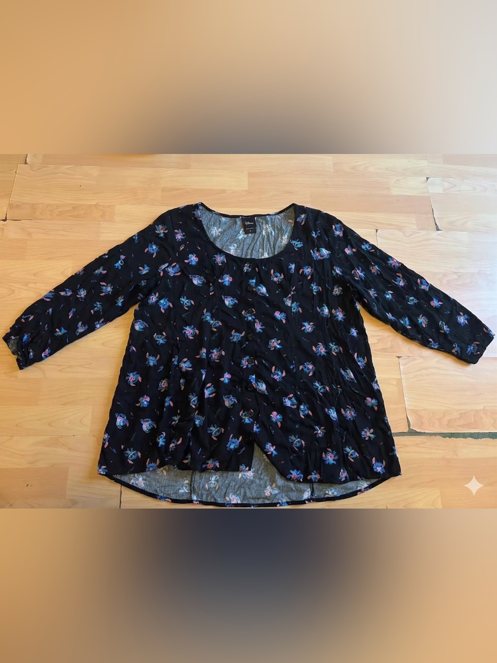 DISNEY LILO & STITCH Hot Topic Black Button Down Shirt Size 5X plus Curvy H14